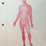 Man Silhouette Red Pen, 17.5x22.25, size petite 
